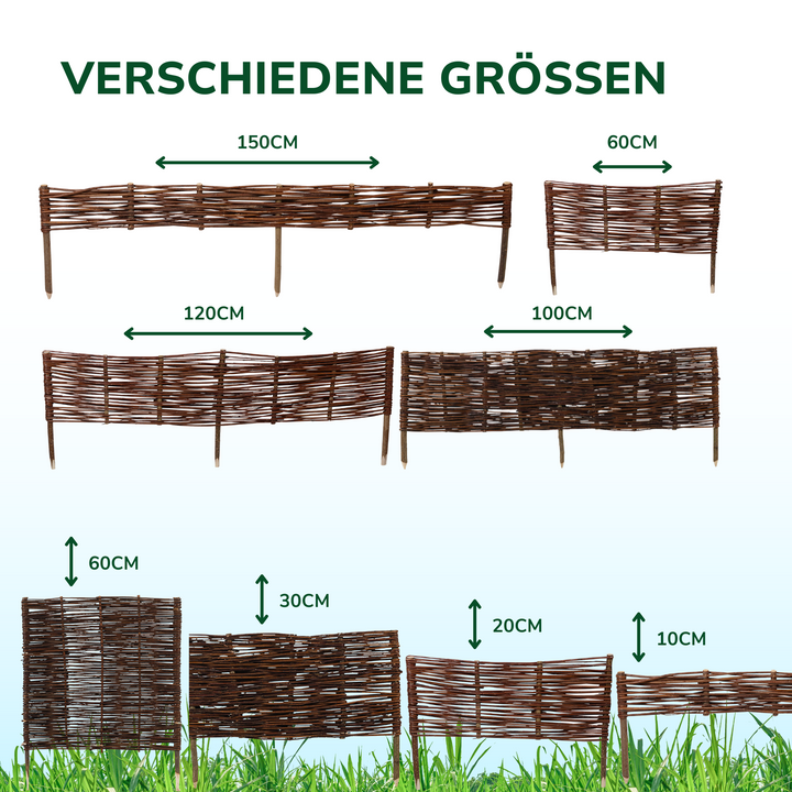 5 x Weidenzaun Beeteinfassung