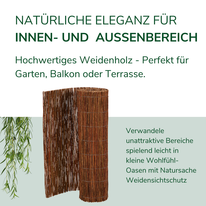 Weidenmatte um 30% reduziert - Sichtschutz und Windschutz für Balkon, Terrasse und Garten