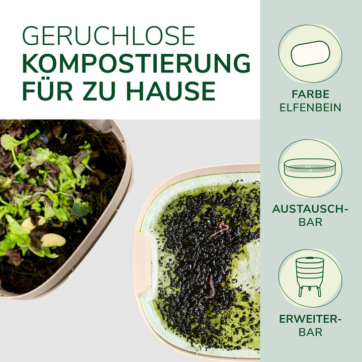 Design-Komposter - inkl. 1000 Würmer & Zubehör