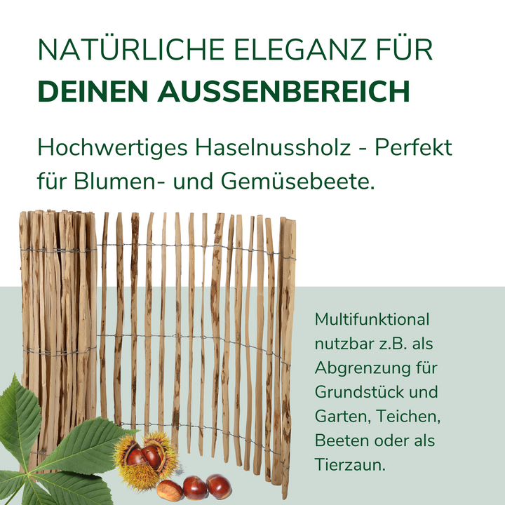Staketenzaun - Flexibler Gartenzaun aus Haselnuss