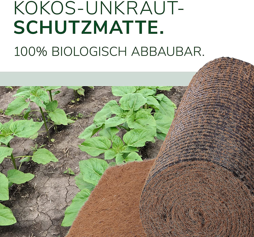 Kokos-Unkrautschutzmatte auf PLA Folie - 1 x 10m