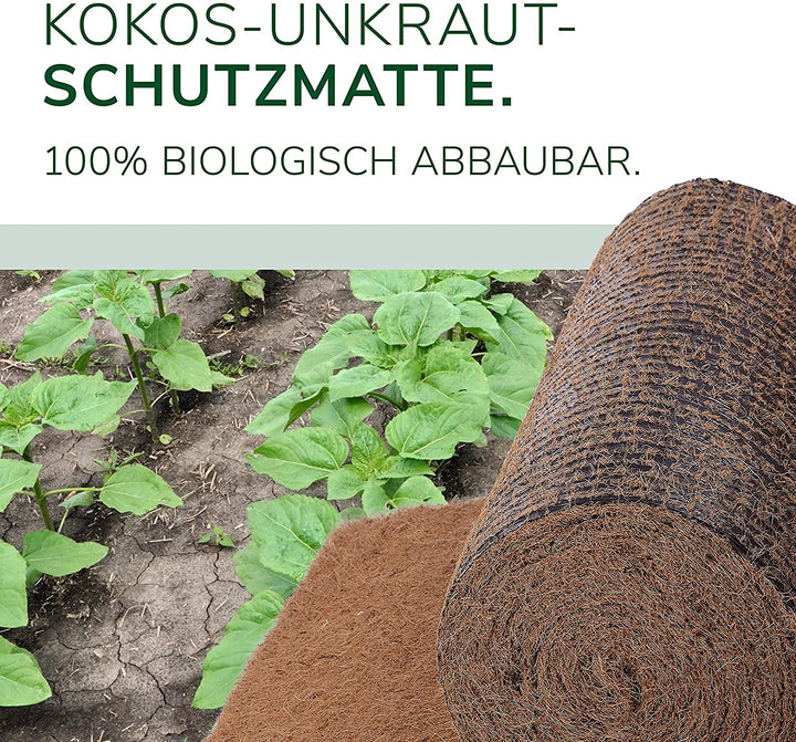 Kokos-Unkrautschutzmatte auf PLA Folie - 1 x 10m