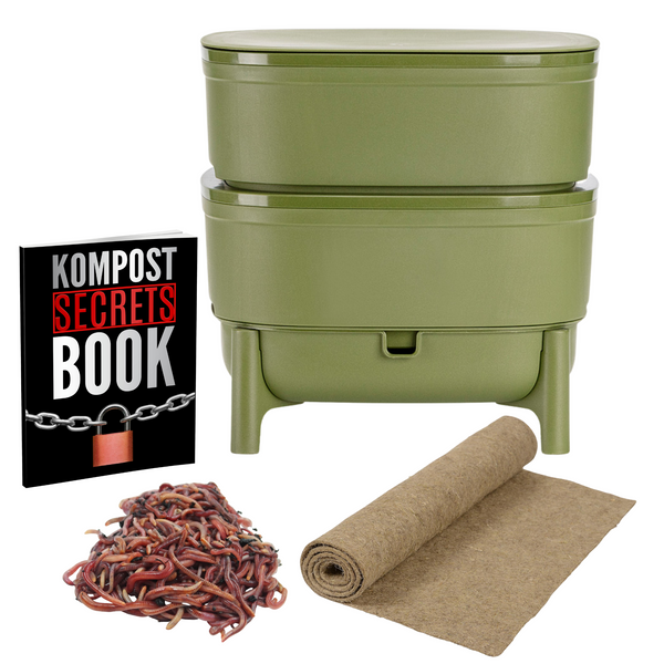Kleiner Komposter - Wurmkomposter - inkl. 500 Kompostwürmer & Zubehör