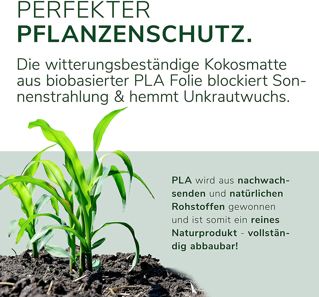 Kokos-Unkrautschutzmatte auf PLA Folie - 1 x 10m