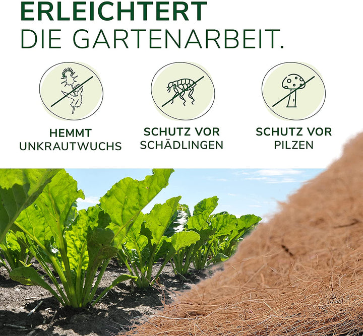 Kokos-Unkrautschutzmatte auf PLA Folie - 1 x 10m