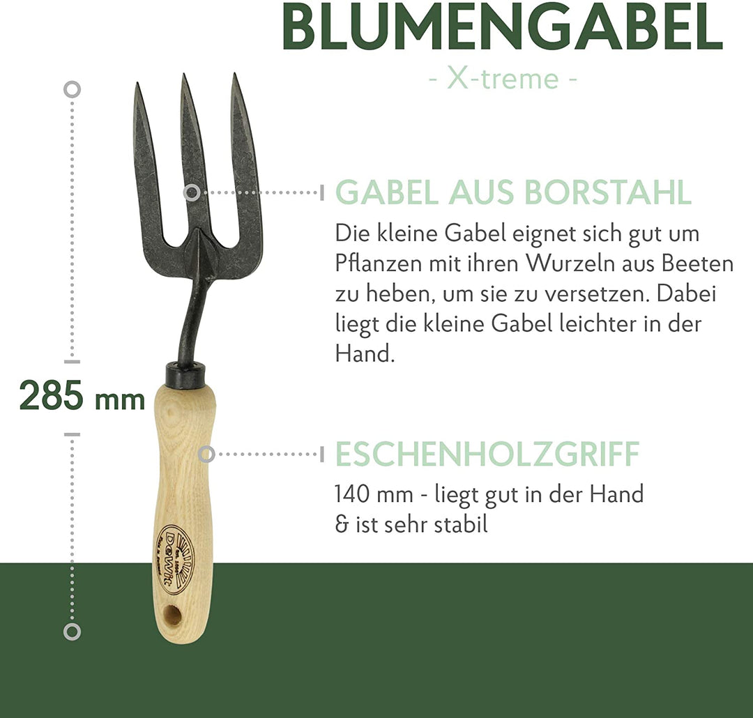 DeWit Blumengabel 'X-Treme' klein 28,5 cm I Profi Grabegabel aus Borstahl