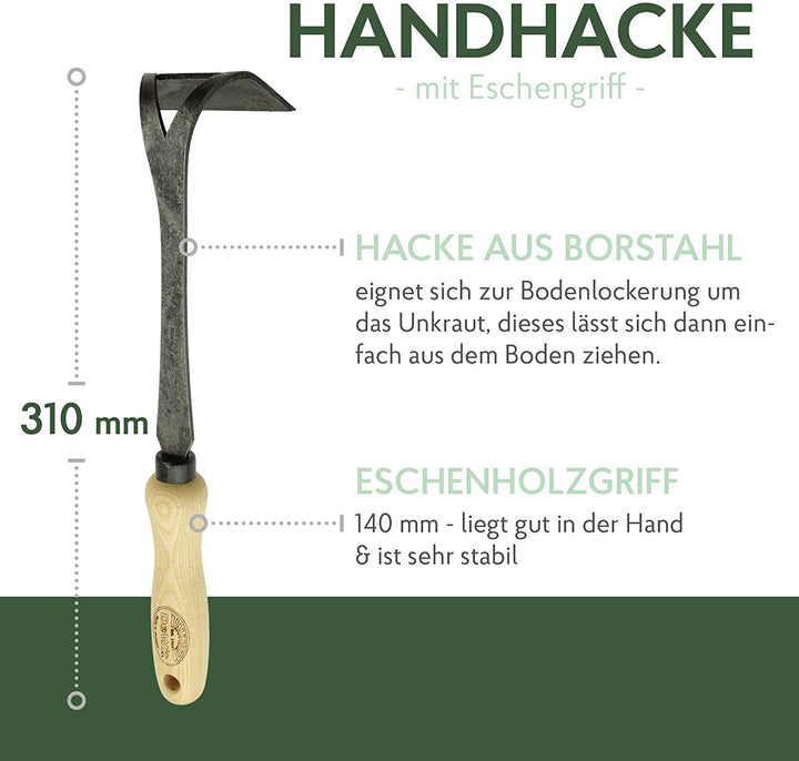 DeWit Handhacke 31 cm I Profi Gartenhacke aus Borstahl