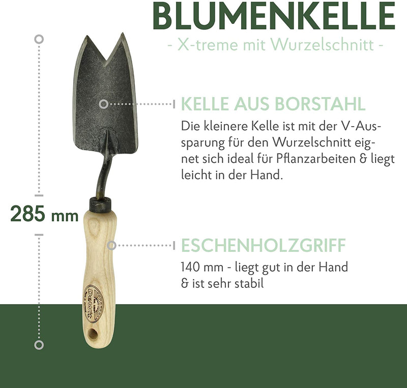 DeWit Blumenkelle 'X-Treme' schmal V-Schneide 28,5 cm I Blumenschaufel & Unkrautstecher aus Borstahl