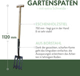 DeWit Garten-Spaten Spork mit Löchern & praktischem T-Griff 111 cm I Premium Garten-Zubehör zum Graben in schwerem & lehmigem Boden