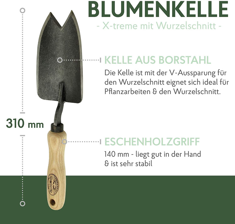 DeWit Blumenkelle 'Welldone' mit V-Schneide 31 cm I Blumenschaufel & Unkrautstecher