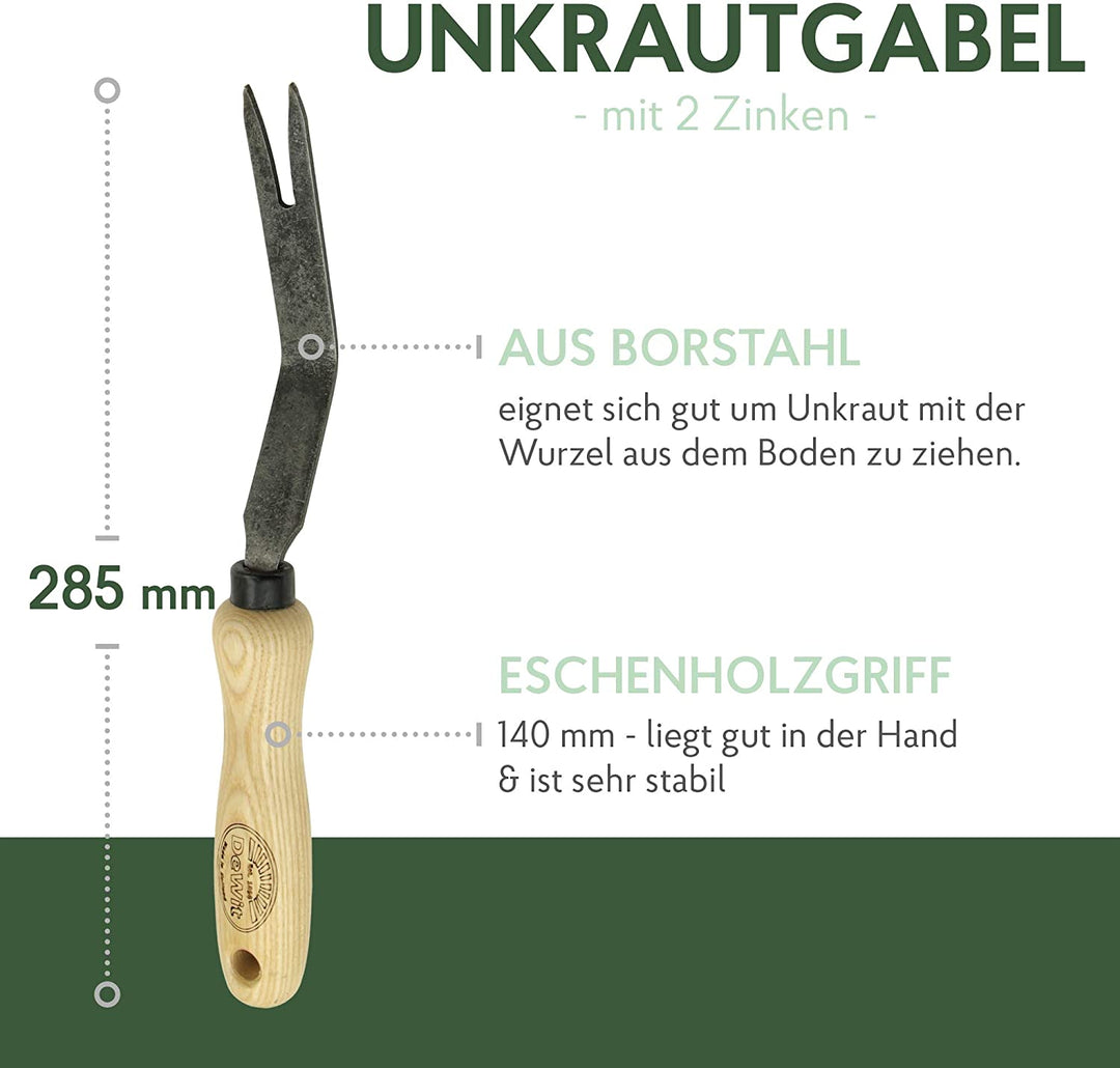 DeWit Unkraut-Gabel 28,5 cm I Profi Garten-Gabel aus geschmiedetem Borstahl