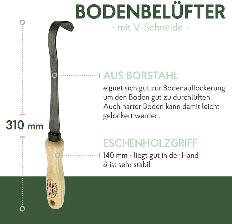 DeWit Hand-Kultivator 31 cm I Profi Grubber aus Borstahl mit Spitze