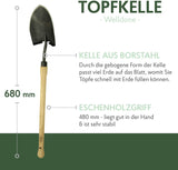 DeWit Topfkelle ‚Welldone‘ mit langem Stiel 68 cm I Profi Blumenschaufel & Topfschaufel aus Borstahl