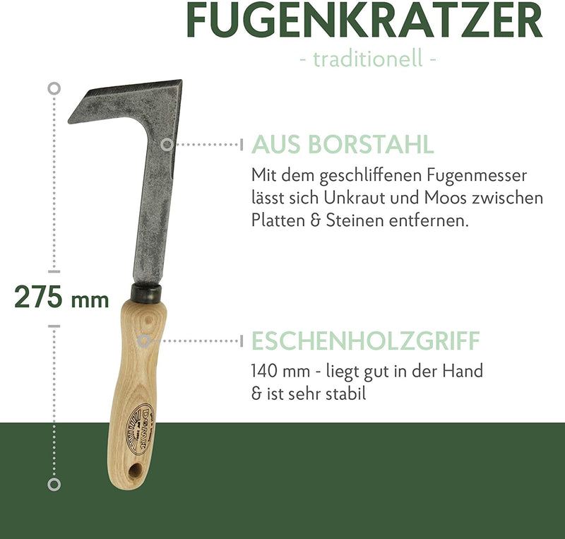 DeWit Fugenkratzer 27,5 cm I Profi Garten-Fugenreiniger mit kurzem Griff I Unkrautstecher