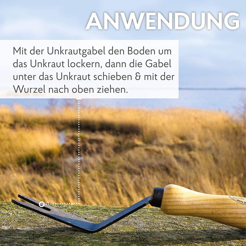 DeWit Unkraut-Gabel 28,5 cm I Profi Garten-Gabel aus geschmiedetem Borstahl