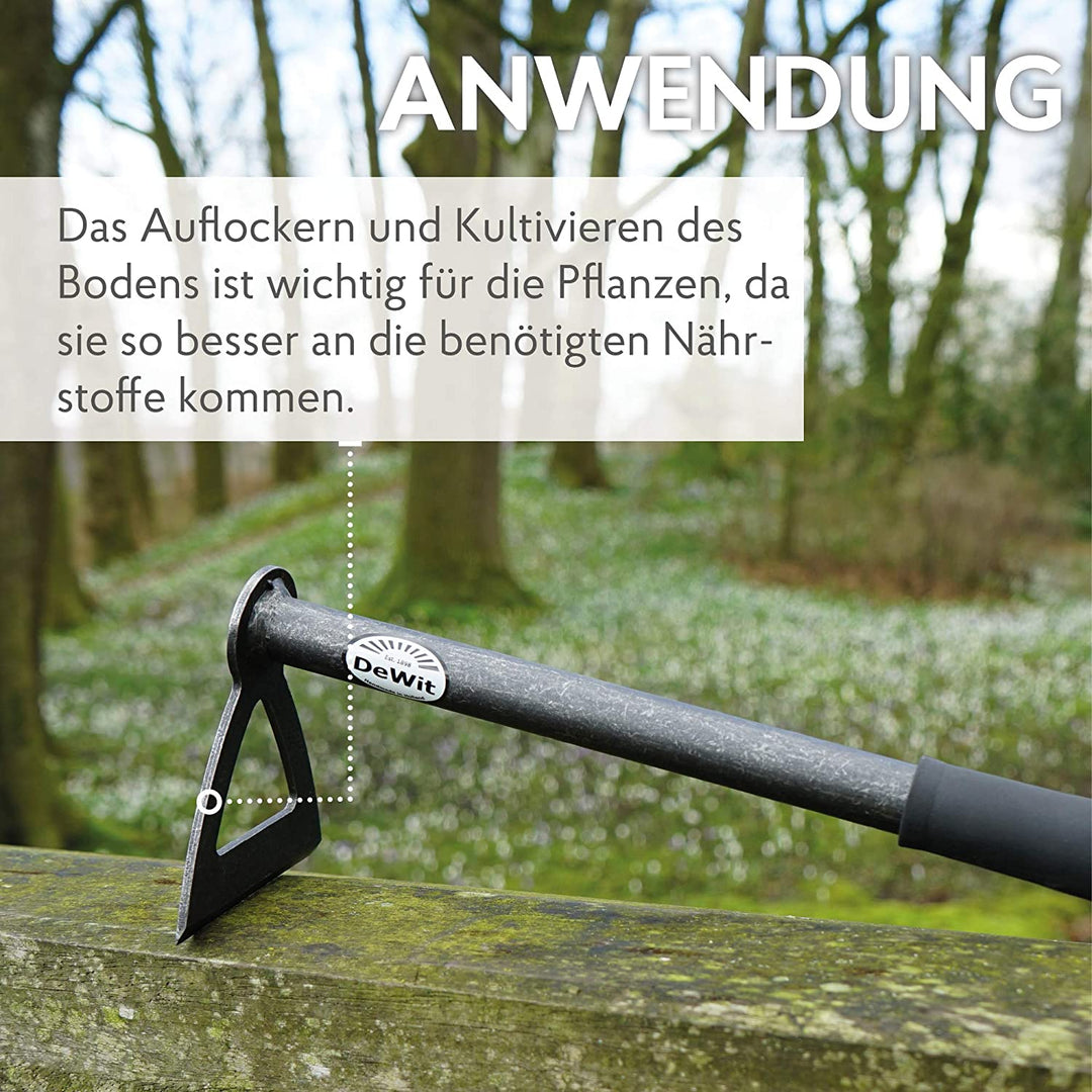DeWit Handhacke aus Borstahl mit offenem Blatt 35 cm I Profi Gartenhacke I Premium Garten-Zubehör zum Unkraut entfernen & Bodenlockern
