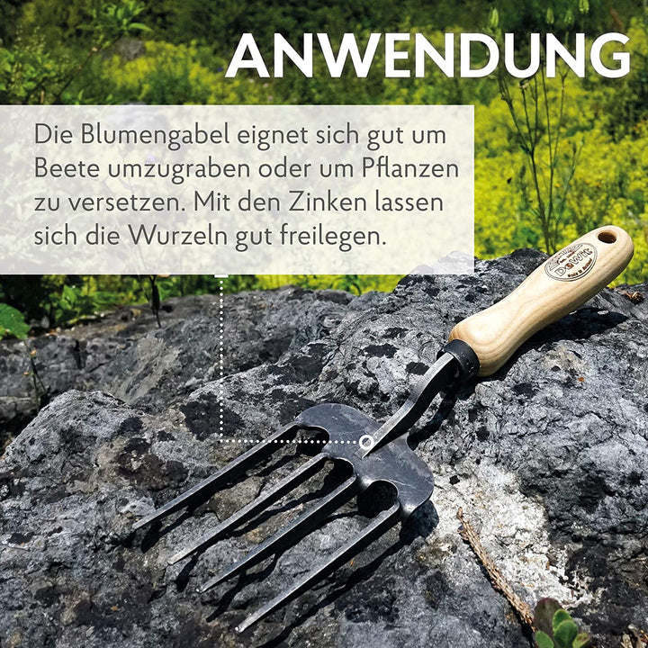 DeWit Blumengabel 'Twisted Hand-Fork Welldone' 30 cm I Profi Grabegabel aus Borstahl