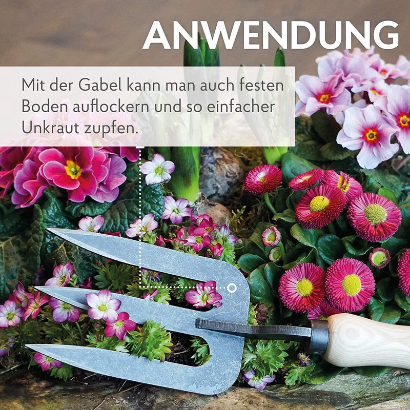 DeWit Blumengabel 'Welldone' 30 cm I Profi Grabegabel aus Borstahl