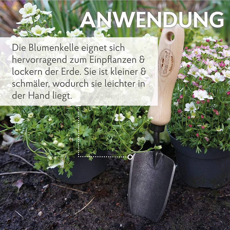 DeWit Blumenkelle 'X-Treme' schmal 31 cm I Profi Blumenschaufel & Unkrautstecher aus Borstahl