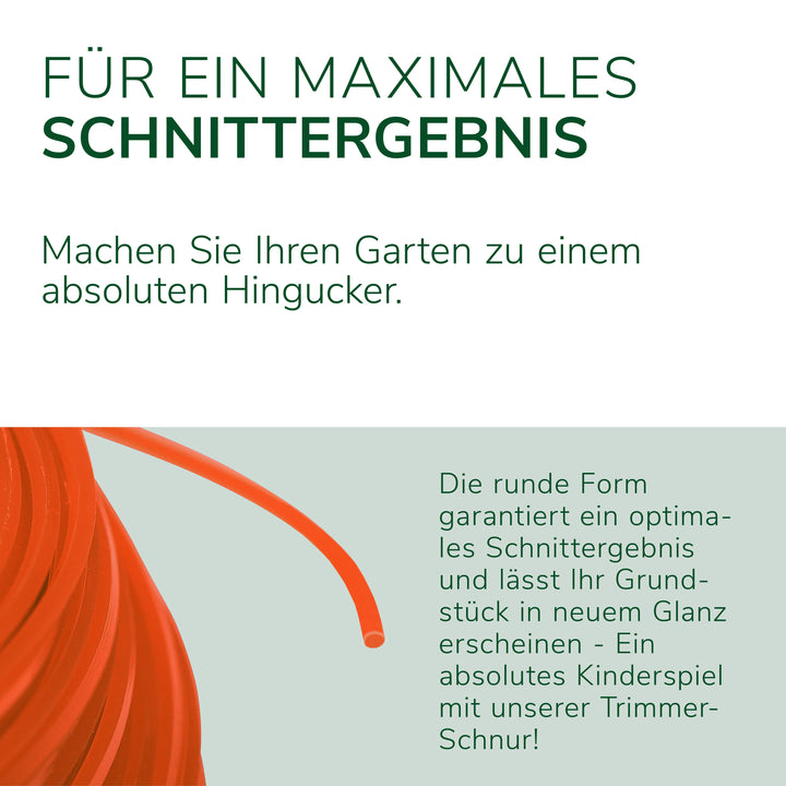 Trimmerschnur - der Faden für maximale Schnittleistung - ORANGE - 120 m hochwertiger und extra reißfester Mähfaden